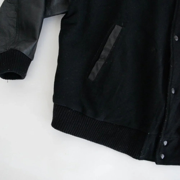Vintage 90'S Mv Sport Black Richie's Gym Brooklyn 100% Leather And Wool Bomber - Picture 11 of 13